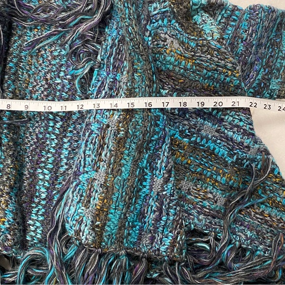 Free People Birkenstock Fringe Cascading Cardigan Sweater Blue Large - Picture 5 of 10